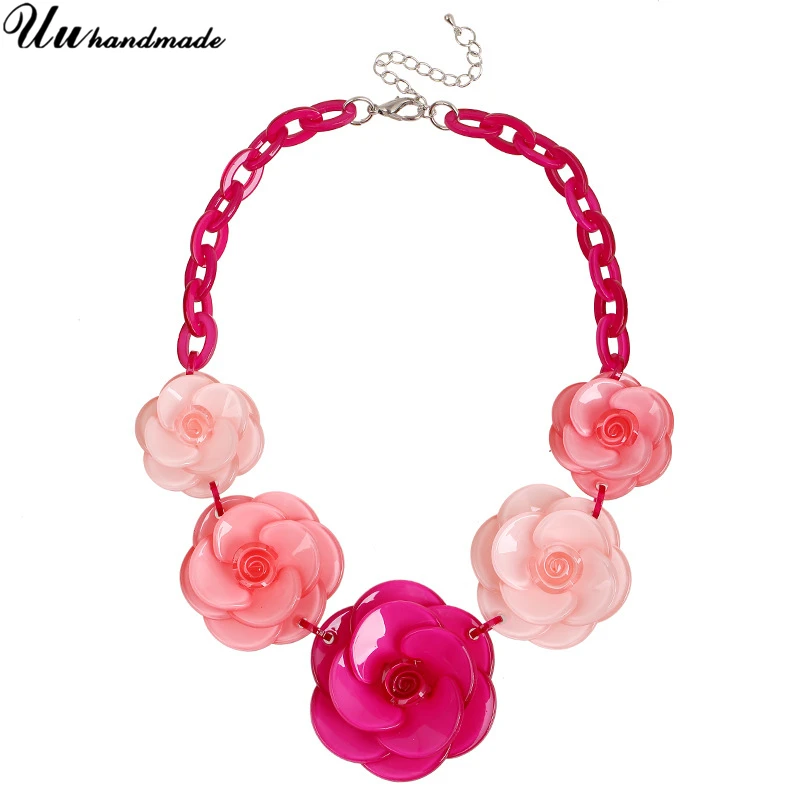 

New Acrylic Chain Flower Necklace Pendant Women Choker Kolye Collares Colar Boho Collier Femme 2018 Harajuku Fashion Jewelry