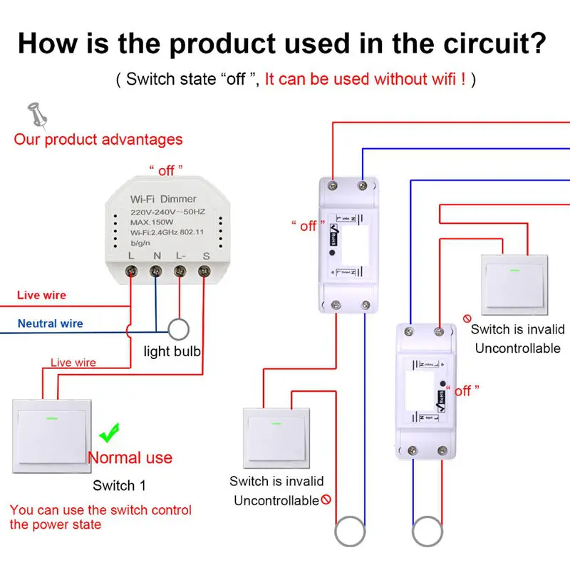 Wifi Smart Dimmer Module 220V-240V 150W Controller Timer Switch Light Voice Control Works For Tuya Amazon Alexa Google Home If#8