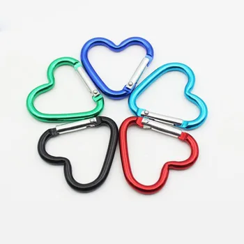 

1000pcs/lot Mini Heart Shaped Aluminum Alloy Locking Mounting Carabiner Snaphook Hook Holder 40*44mm
