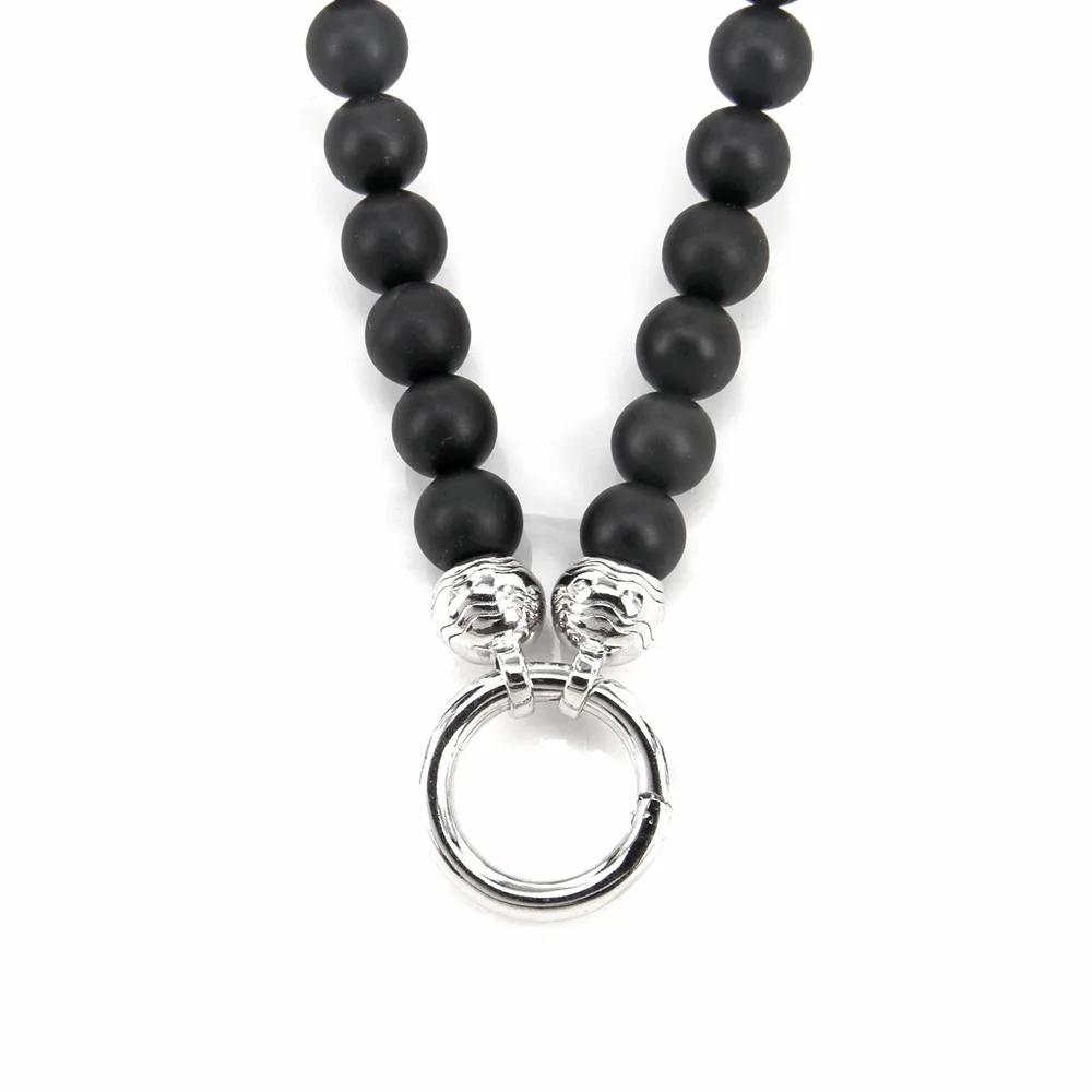 

Thomas 8mm Black Obsidian Matted Beads with Circle Clasp Beads Men Necklaces, Rebel Heart Style Jewelry Gift for Men TS N98