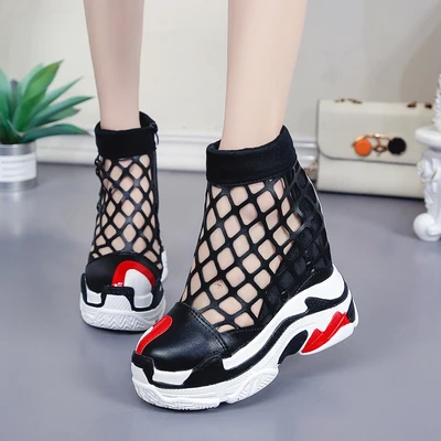 

women wedge shoes height increasing super high heels flats ladies platform casual shoes woman summer air mesh vulcanizes