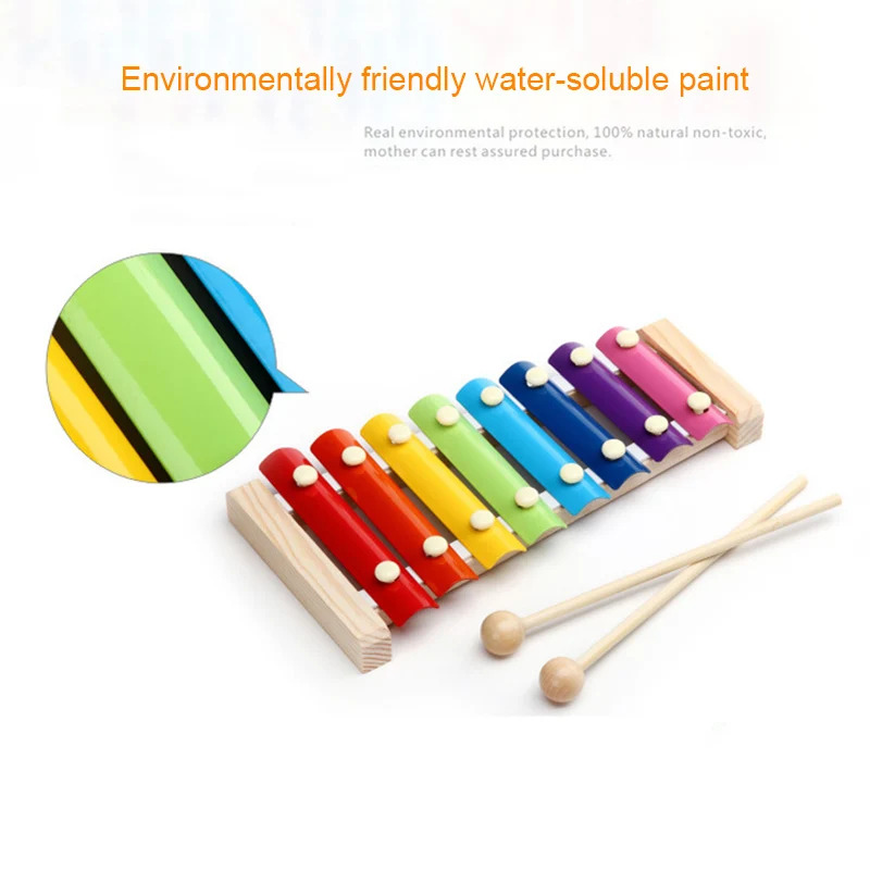 

Hot Selling Wooden Xylophone Musical Instrument 8 Tones Toys Multicolor For Children Kids Baby