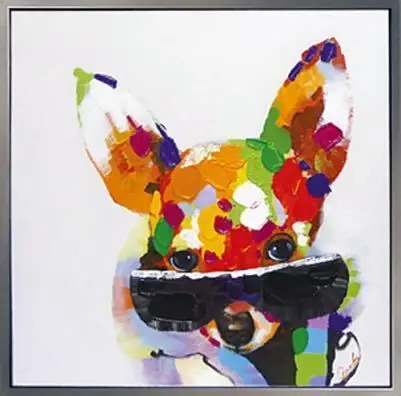 

Oil Painting Hand Made Cute Dog Picture Abstract Animal Paintings for Living Room Wall Modern Paintings on Canvas