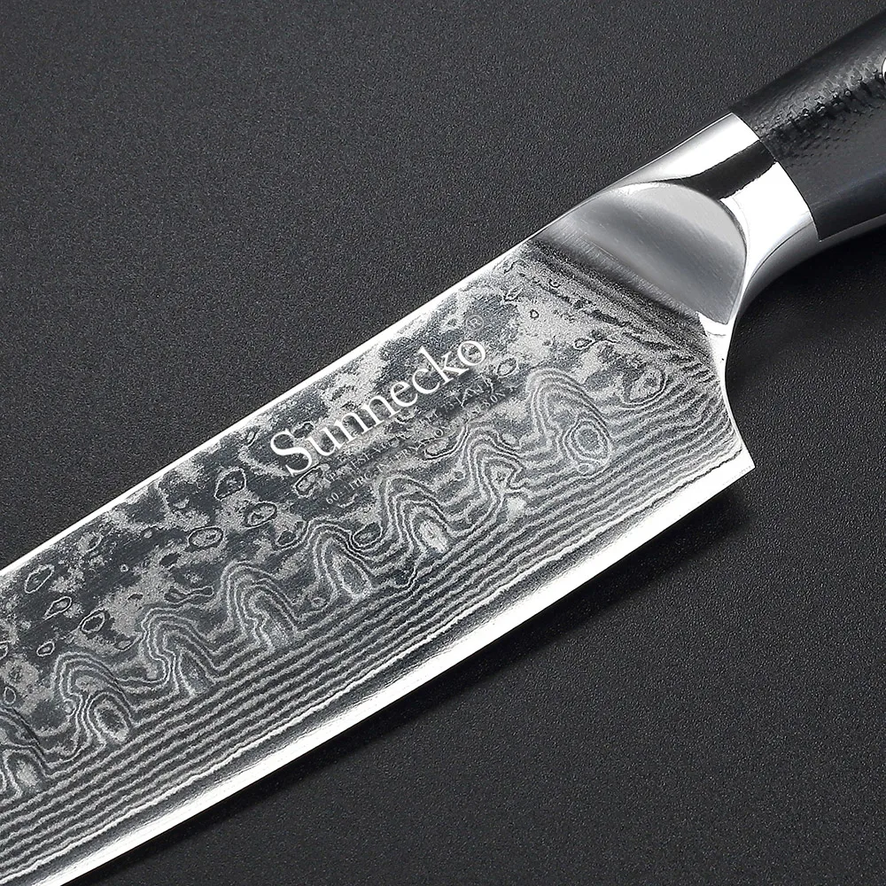 SUNNECKO 5 дюймов Santoku кухонный нож японский Damscus VG10 стальное лезвие бритвы острый G10 Ручка Мясо Фрукты резки кухонные ножи