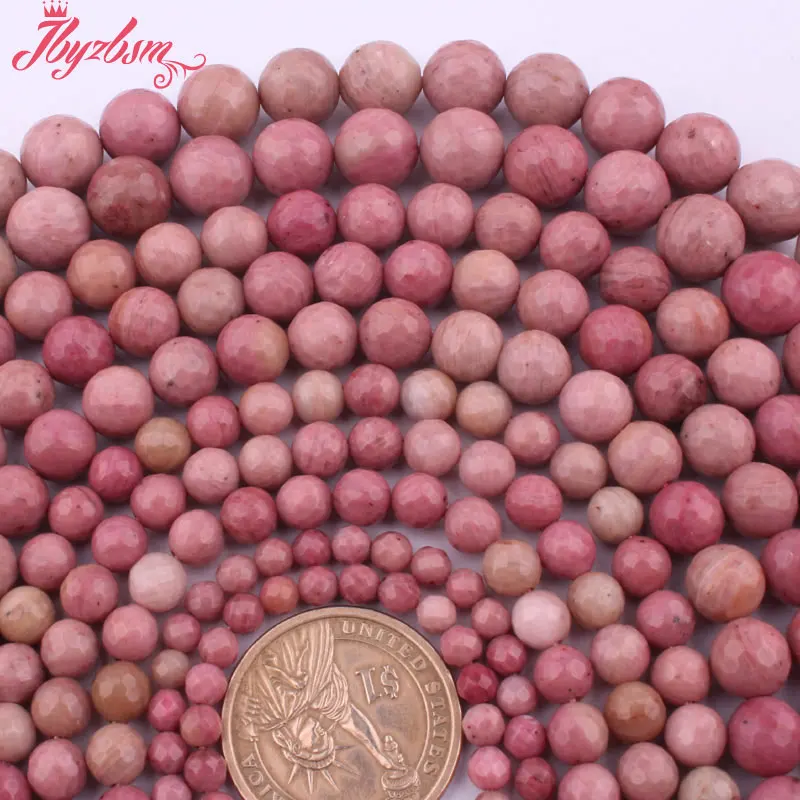 

4,6,8,10mm Faceted Round Pink Rhodonite Beads Natural Stone Beads For DIY Necklace Bracelats Jewelry Making 15" Free Shipping