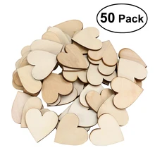 NUOLUX 50 шт 40 мм Пустые древесные срезы в виде сердца для поделок(деревянный цвет