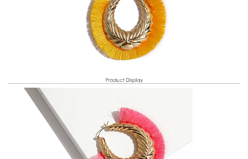 Round Hoop Earrings Women Engagement Wedding Fashion Tassel Earrings Pink Bijoux Fringe Hanging Earings Fashion Jewelry     (3)