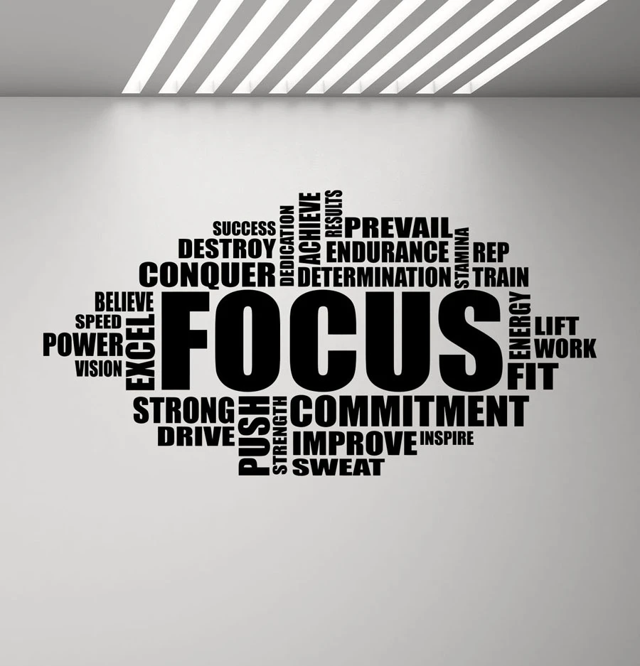 Focus Autocollant Mural En Vinyle Panneau De Motivation Citation De Mots Fitness Sport Decoration De Salle De Sport Pour Chambre A Coucher G149 Aliexpress