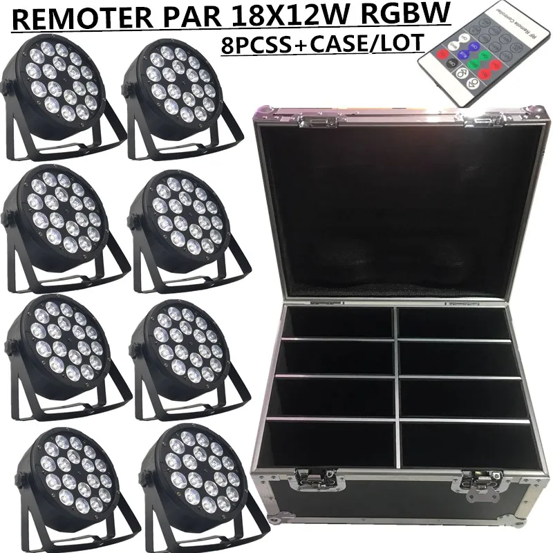 8 шт./дистанционный светодиодный PAR 18X12 Вт RGBW PAR кейс для полета dmx512 Управление светодиодный свет для мытья сцены профессиональное dj оборудование новое