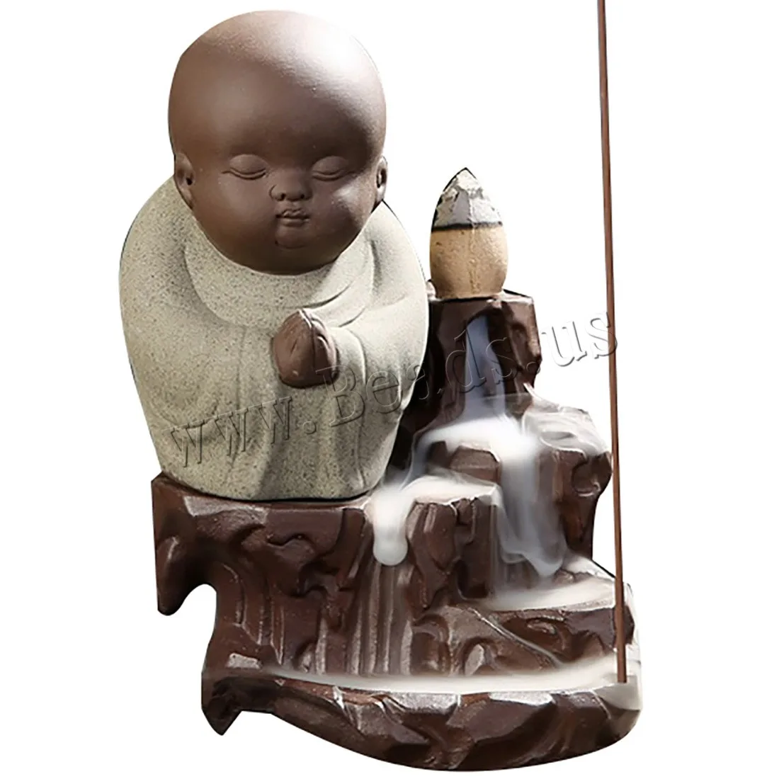 The Little Monk Smoke Waterfall Backflow Incense Burner Small Buddha Ceramic Incense Holder Censer Use In Home Office Teahouse
