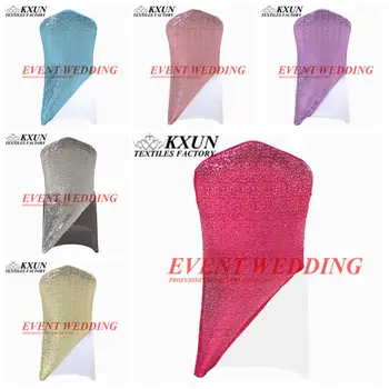 

5PCS Lot Back Sequin Lycra Spandex Chair Cover Cap Hood Chair Jacket For Wedding Event Decoration