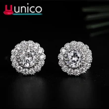 UUNICO 925 sterling silver Color Jewelry Women Stud Earrings Round AAA Zircon Wedding for Women Gift j5820 Fashion Jewelry UUNICO 925 sterling silver Color Jewelry Women Stud Earrings Round AAA Zircon Wedding for Women Gift j5820 Fashion Jewelry