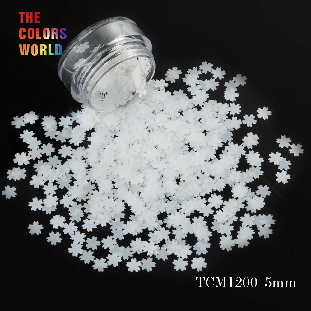 TCT-051 사쿠라 벚꽃 모양 반짝이 네일 아트 장식, 진주빛 무지개 빛깔의 색상, 메이크업 페이스 페인트 DIY, 12 가지 크기, 5mm