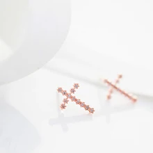 Ladies Rhinestone Crucifix Design Earrings Full Crystal Cross Ear Studs Wedding Ceremony Banquet Jewelry Accessories je503
