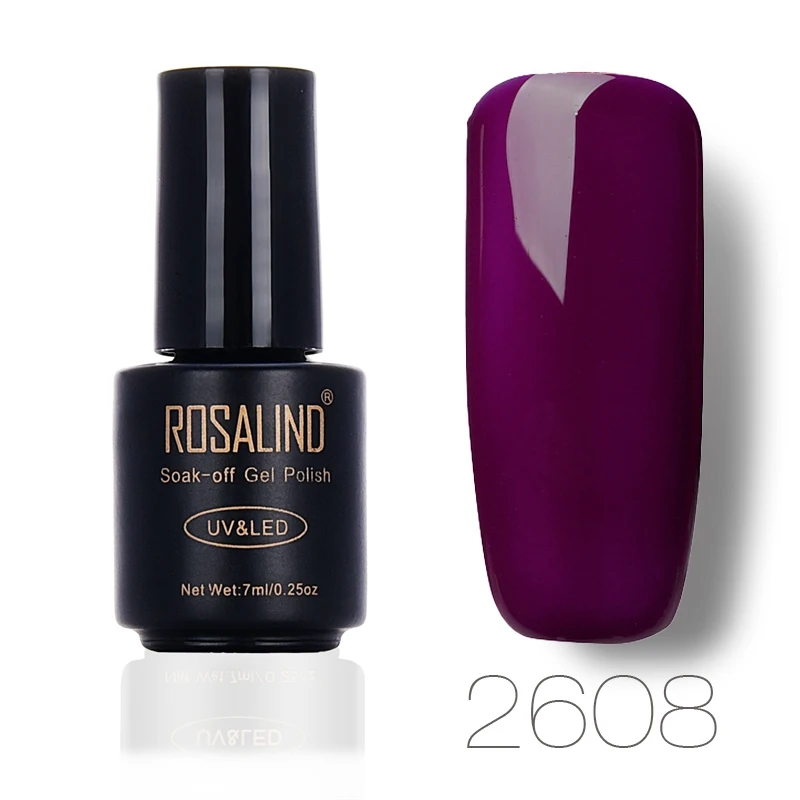 ROSALIND черная бутылка 7 мл чистый цвет серии Гель-лак для ногтей Замачивание от длительного действия Vernis Полупостоянный гель - Цвет: 2608