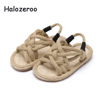 

Summer 2019 New Kids Beach Sandals Children Princess Shoes Baby Girls Hemp Fashion Sandals Toddler Black Brand Casual Sandals