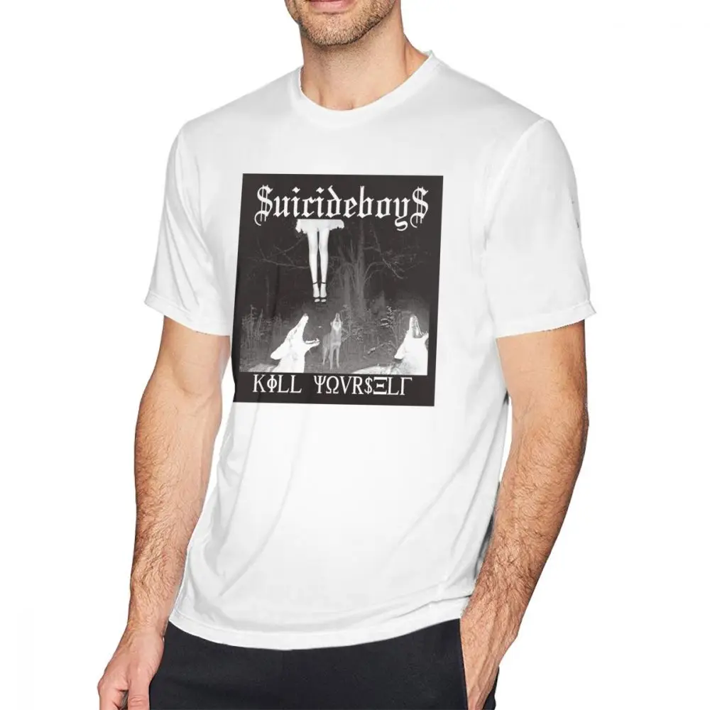 Suicideboys/футболка; Футболка с принтом «Untitled»; 100 хлопок; футболка с короткими рукавами; Мужская футболка большого размера; Базовая забавная Футболка с принтом - Цвет: White
