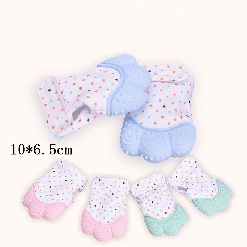 

Baby silicone abrasive gloves Newborn Nursing Mittens Teether Protect the finger Chewable Nursing Beads food grade 5 colors