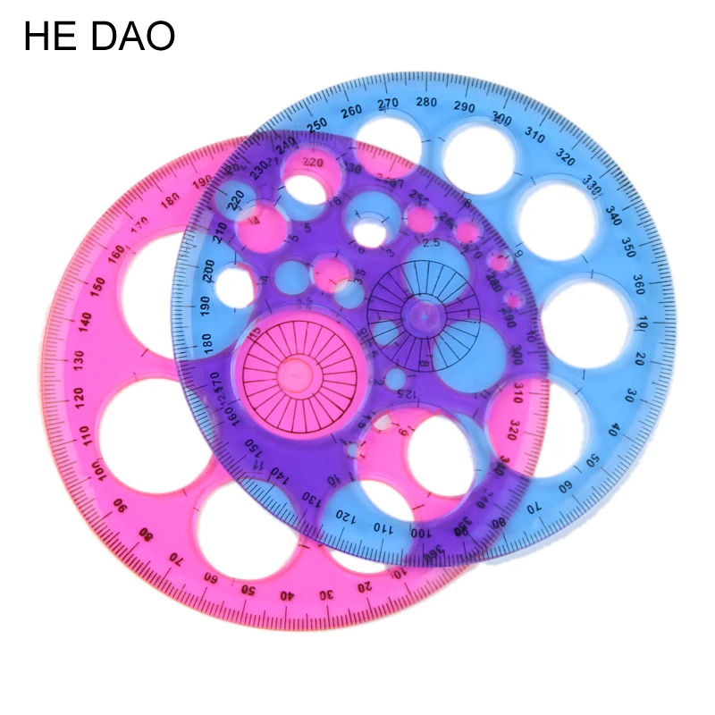 

1pcs Plastic Blue Red Three Hundred Sixty Degrees Round Ruler Patchwork Ruler Material Escolar Office Accessories