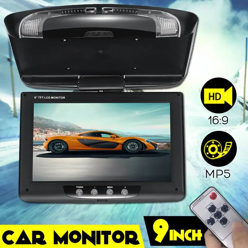 

KROAK 9 Inche LCD Digital Screen Car Roof Mounted Display Monitor Car Ceiling Flip Down Overhead Monitor for Car and Bus