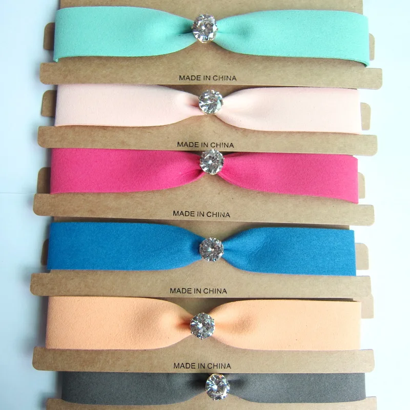 2017 New Sale Spring Colors Good Quality Velvet With Round Rhinestone Centered Fashion Velvet Choker
