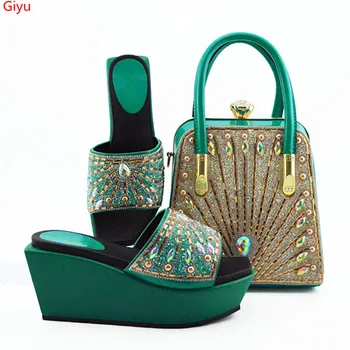 

doershow hot selling Italian Women Shoe and Bag Set African Matching Shoes and Bags Italian In Women Party Shoes!!SVC1-6