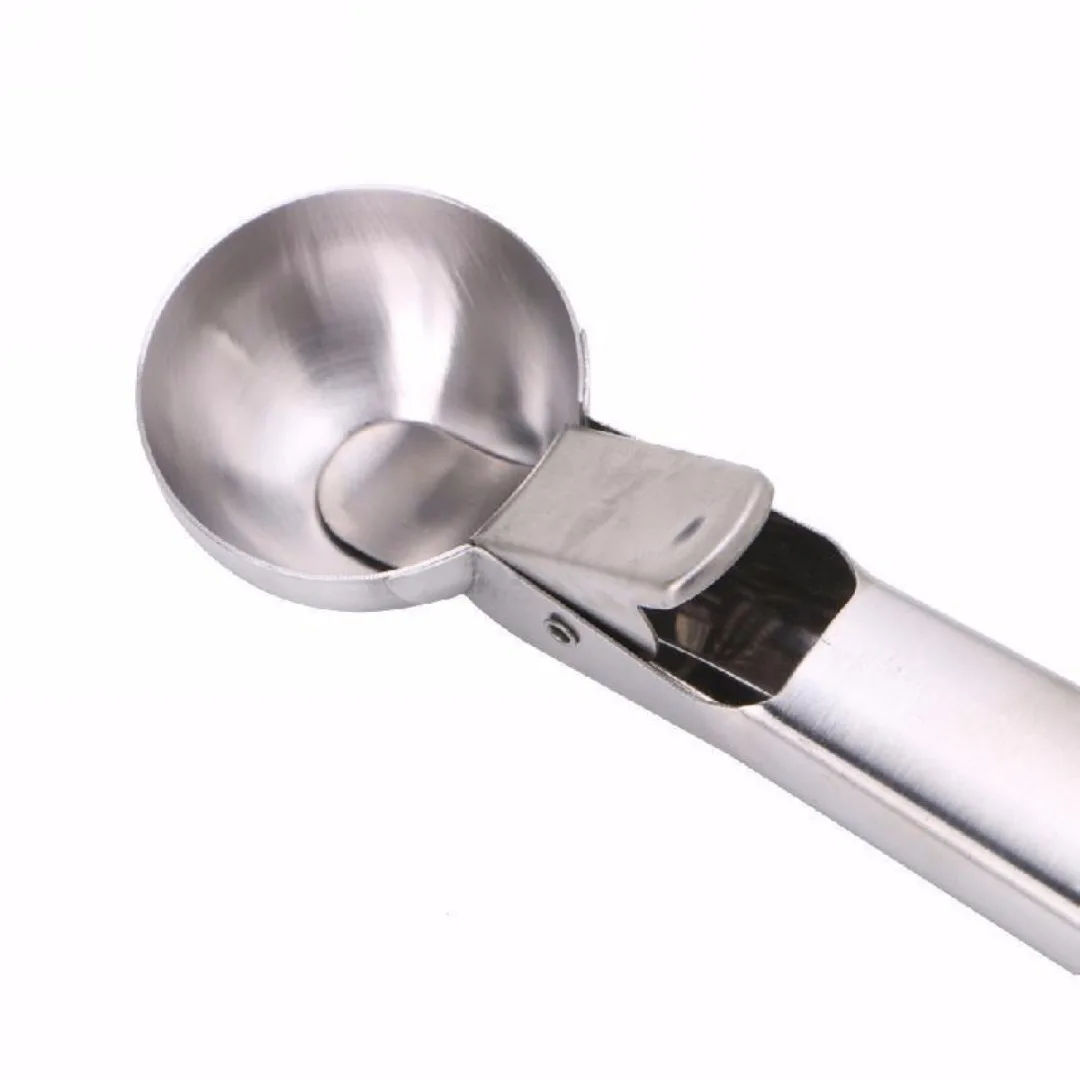 1PC Ice Cream Scoop with Trigger Fruit Spoon Dipper Kitchen Tool Stainless Steel New