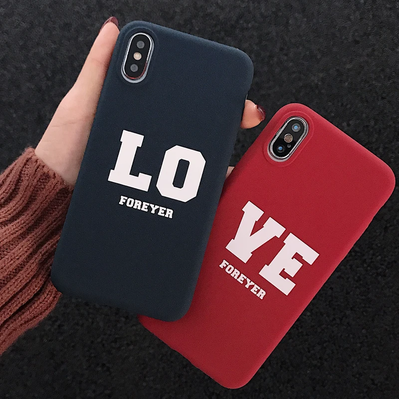 

Jumular Love Couple Phone Case For iphone 7 8 6s 6 Plus Cute Simple Silicone Matte Soft Case For iPhone XS Max X XR Back Cover