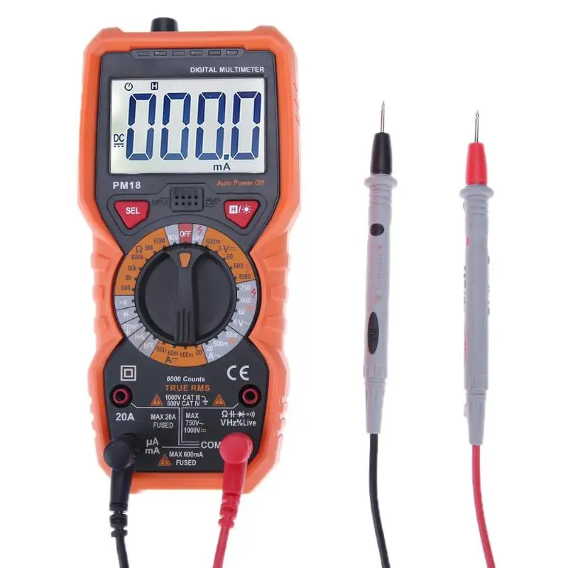

PM18C Digital Multimeter True RMS Multi Meter Voltage Current Resistance Tester Capacitance Frequency Temperature Tester