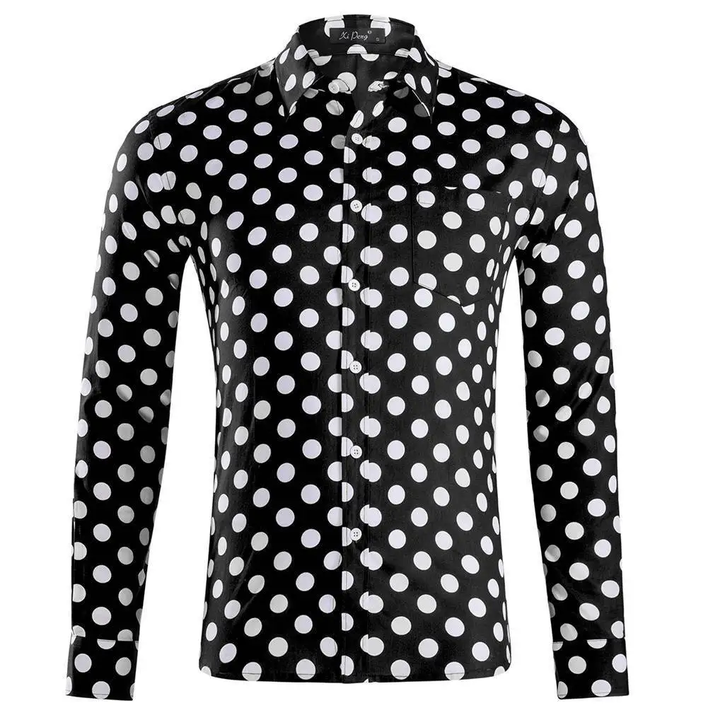 OLOME Мужская рубашка в горошек с длинным рукавом, новая осенняя Модная брендовая мужская одежда, приталенная повседневная мужская рубашка из хлопка