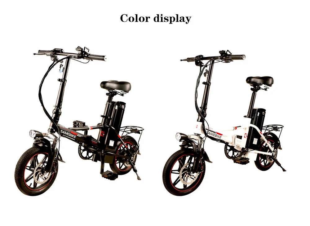 Top SAMEBIKE 48V12.5Ah Foldable 14" Electronic Bicycle Off Road Pedal Assist Double Disc Brakes LCD Display USB Aluminium Alloy Bike 7