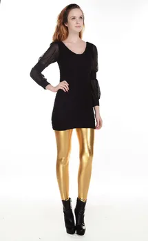 

Free shipping,Fashion women expensive metal gold and silver fashion bling imitation leather legging
