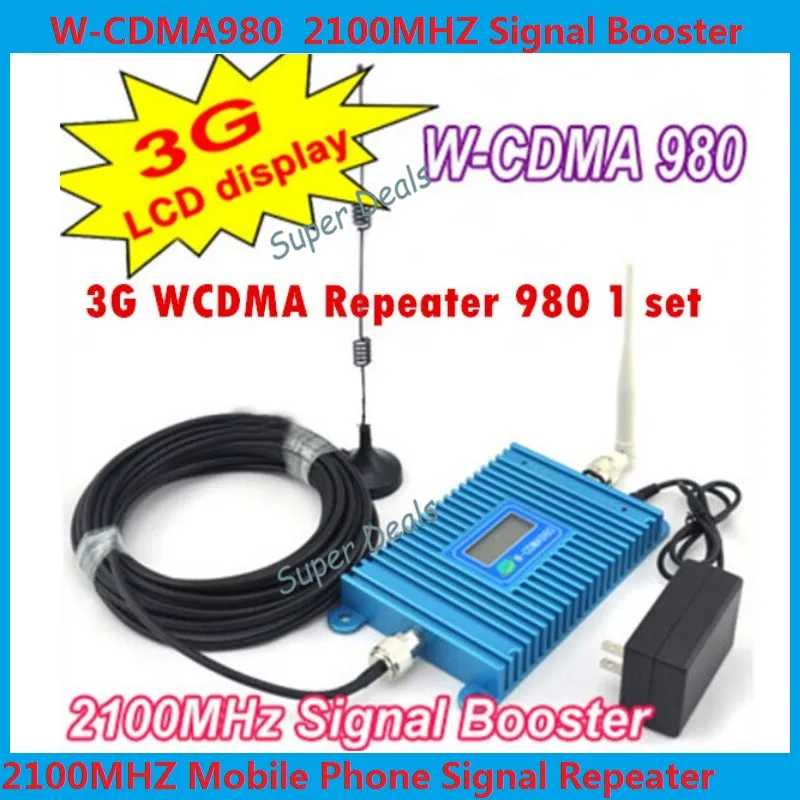 

LCD Display !!! W-CDMA 980 Signal Booster 2100Mhz WCDMA 3G Signal Amplifier 3G Cell Phone Signal Repeater + 10m Cable + Antenna