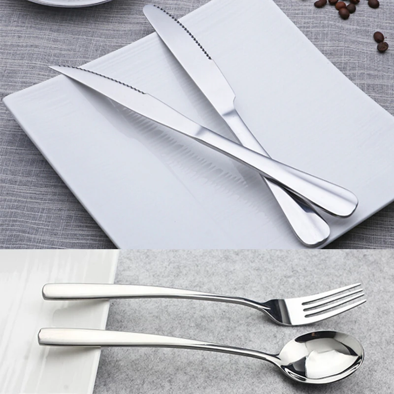 Buy 4PCS Stainless Steel Steak Knife Soup Spoons