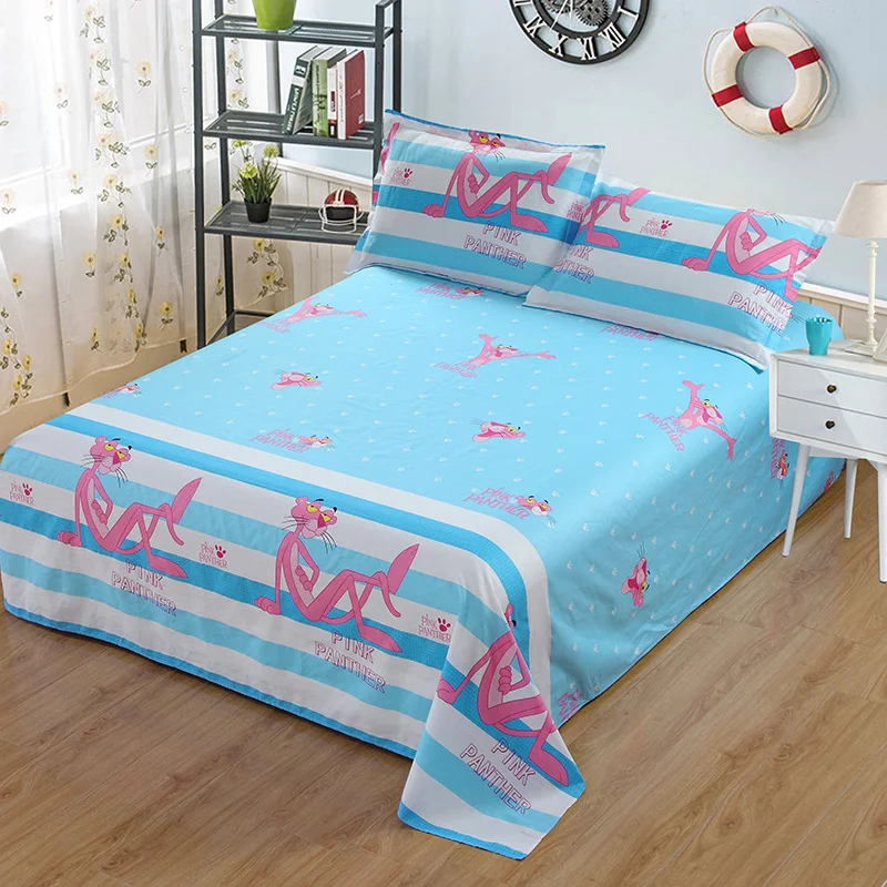 

One piece 100% Cotton Flat Bed Sheet Home Bedding Sheet for Children Adults Students Cartoon Customized any size QXN02