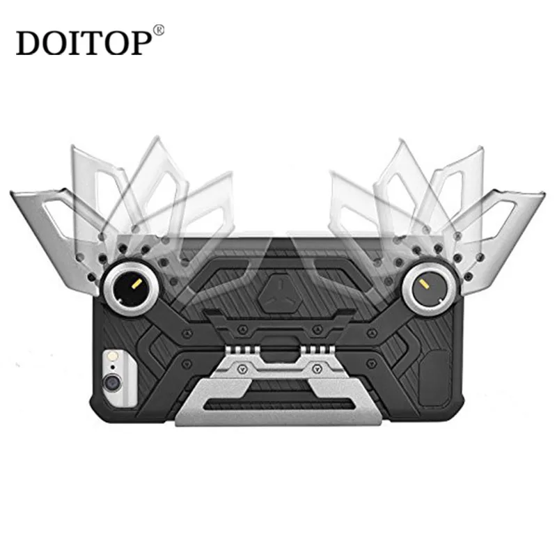 Goede DOITOP Telefoon Case Voor Iphone X 7 6 8 Plus Plastic metalen Spuiten Armor Beschermhoes Voor Iphone X Case Met Opvouwbare Joystick