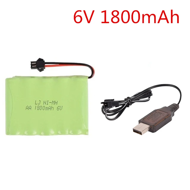 6V 700 mah/1800 mAh/2800 mah Ni-MH AA аккумуляторная батарея+ usb зарядное устройство SM-2P Разъем для RC автомобиля RC грузовик RC Танк RC лодка - Цвет: 1800 with usb