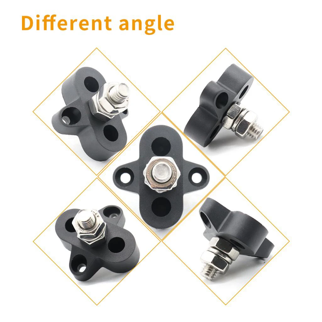 2 PCS Nylon Truck Boat Bus Bar Single M8 Terminal Positive Power Distribution Stud with Screws for Trucks RVs Coaches Boats