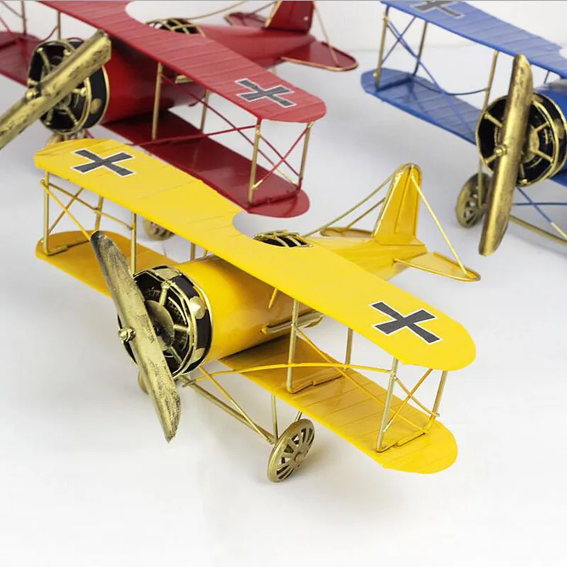 2Pieces/Set Vintage Metal Plane Model Iron Retro Aircraft Glider