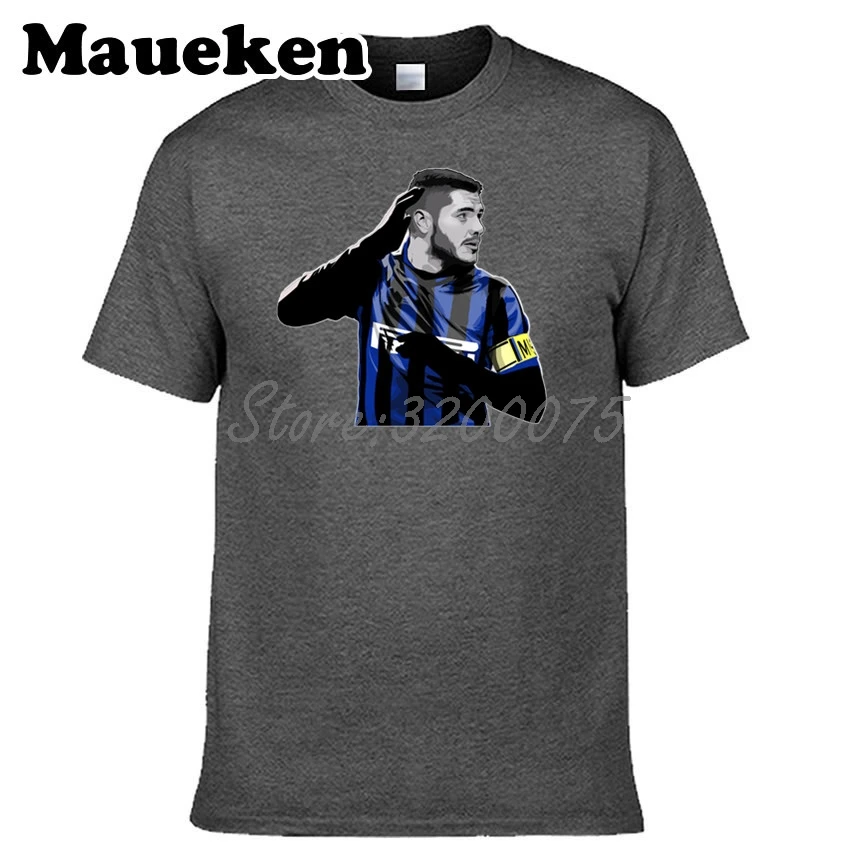 Мужская итальянская футболка 9 Mauro Icardi Captain для фанатов подарок с круглым вырезом