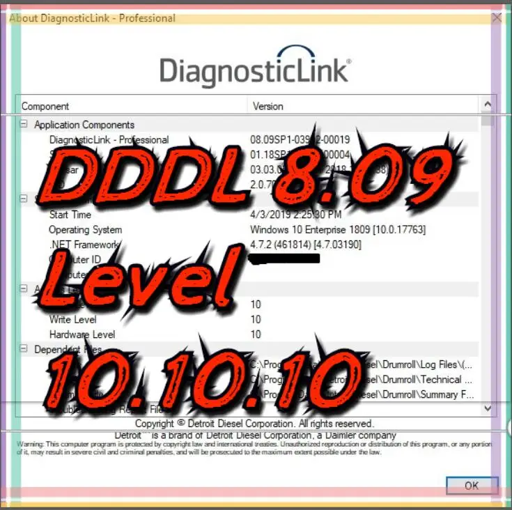 

2019 Detroit Diesel Diagnostic Link 8.09 DDDL - Hardware Level 10 with additional features and GRAYED\All parameters support