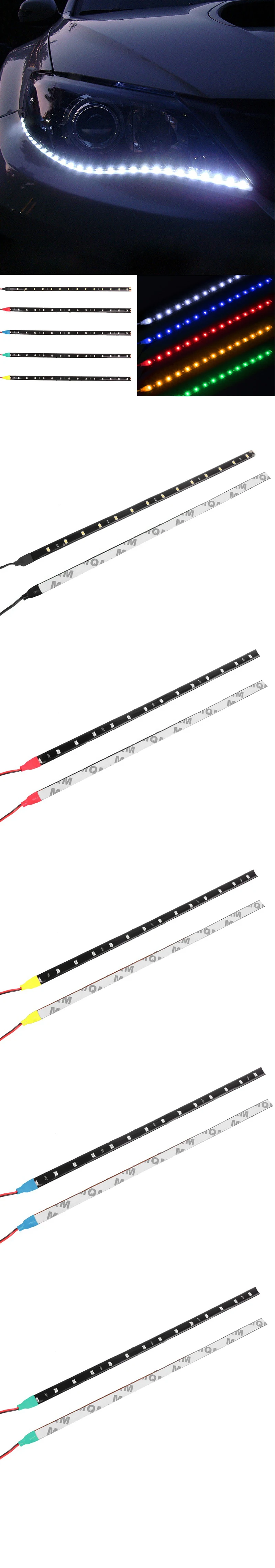 Водонепроницаемая Автомобильная декоративная гибкая светодиодная лента высокой мощности 12 в 30 см 15SMD Автомобильный светодиодный дневный ходовой свет автомобильная светодиодная лента DRL