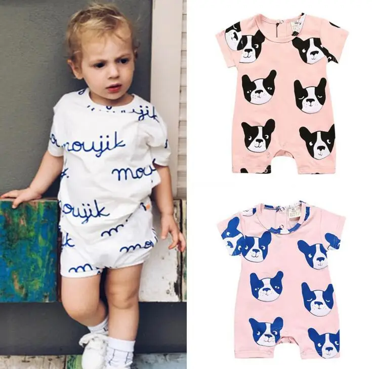 Newborn Baby Boys Girls Clothes For 0 3Yrs Bulldog Letter Print Short