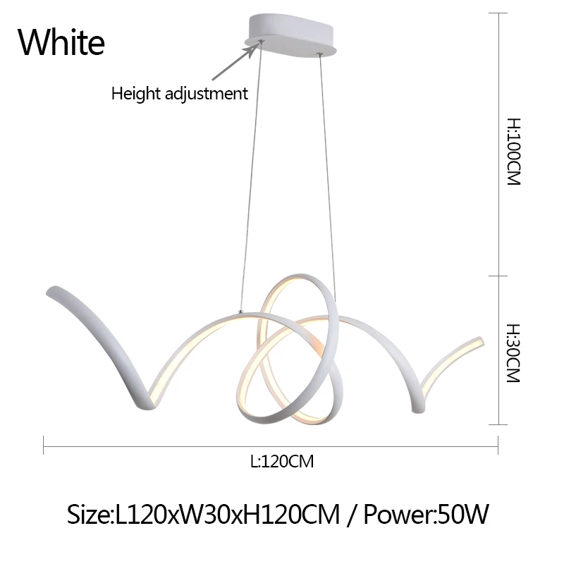 Черный/белый современный светодиодный подвесной светильник s для гостиной, столовой, кухни, алюминиевый подвесной светильник, промышленный светильник, подвесной светильник, светильники - Цвет корпуса: White L120xW30CM
