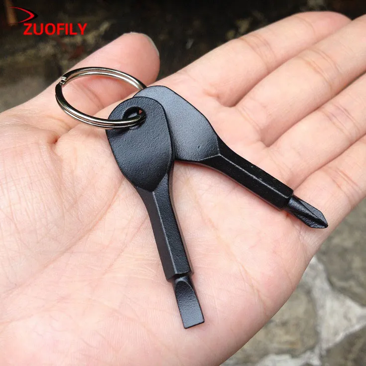 

2Pcs Screwdriver Key Ring Stainless Steel Multi Tools Portable Outdoor Pocket EDC Tool Keychain Straight Screwdriver Phillips