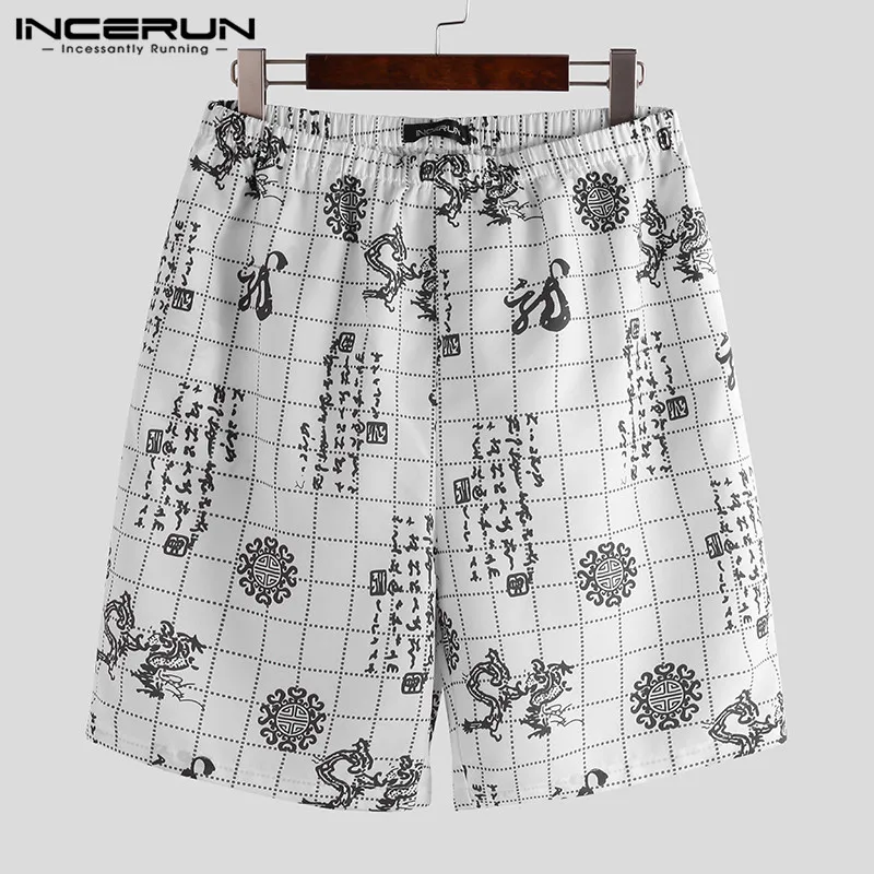 INCERUN брюки мужские в китайском стиле с цветочным принтом и эластичной резинкой на талии пляжные свободные хлопковые повседневные брюки спортивные летние мужские брюки