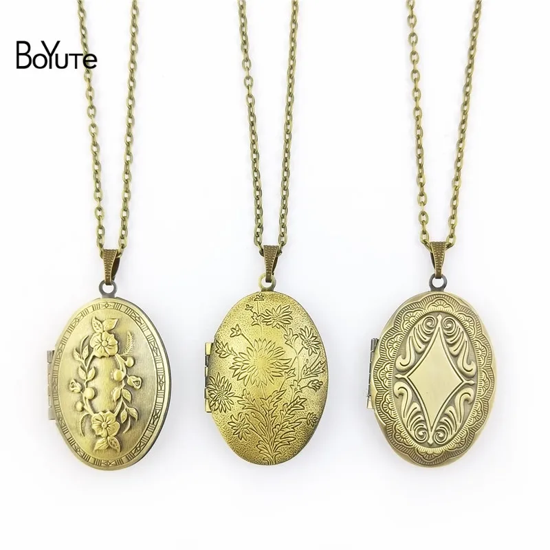 BoYuTe Retail 1 Piece 70CM Chain 2338MM Oval Floating Photo Locket Necklace Pendant Open Necklace (1)