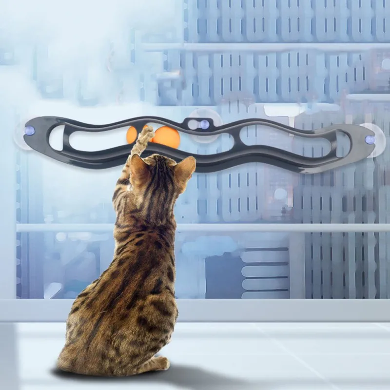 

Funny Ball Sucker Windows Cat Toy Pet Ball Toy Funny Play Pipe With Balls Cat Toy Track Play Tunnel Pet Toys Products