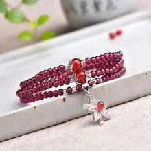 

KUIJIA Natural Garnet 4mm maple leaf bracelet beautiful ladies and women jewelry bracelet, valentine's day Christmas gift