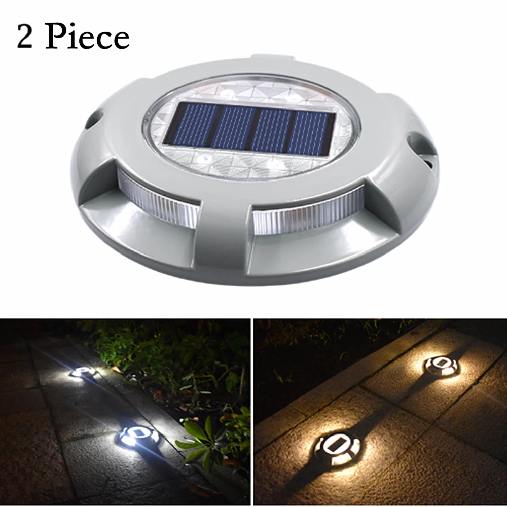 

Solar Outdoor Light LED Garden Light Ground Lamp Aluminum 4-LED Road Path Lighting IP65 Waterproof With Light Sensor 2pcs